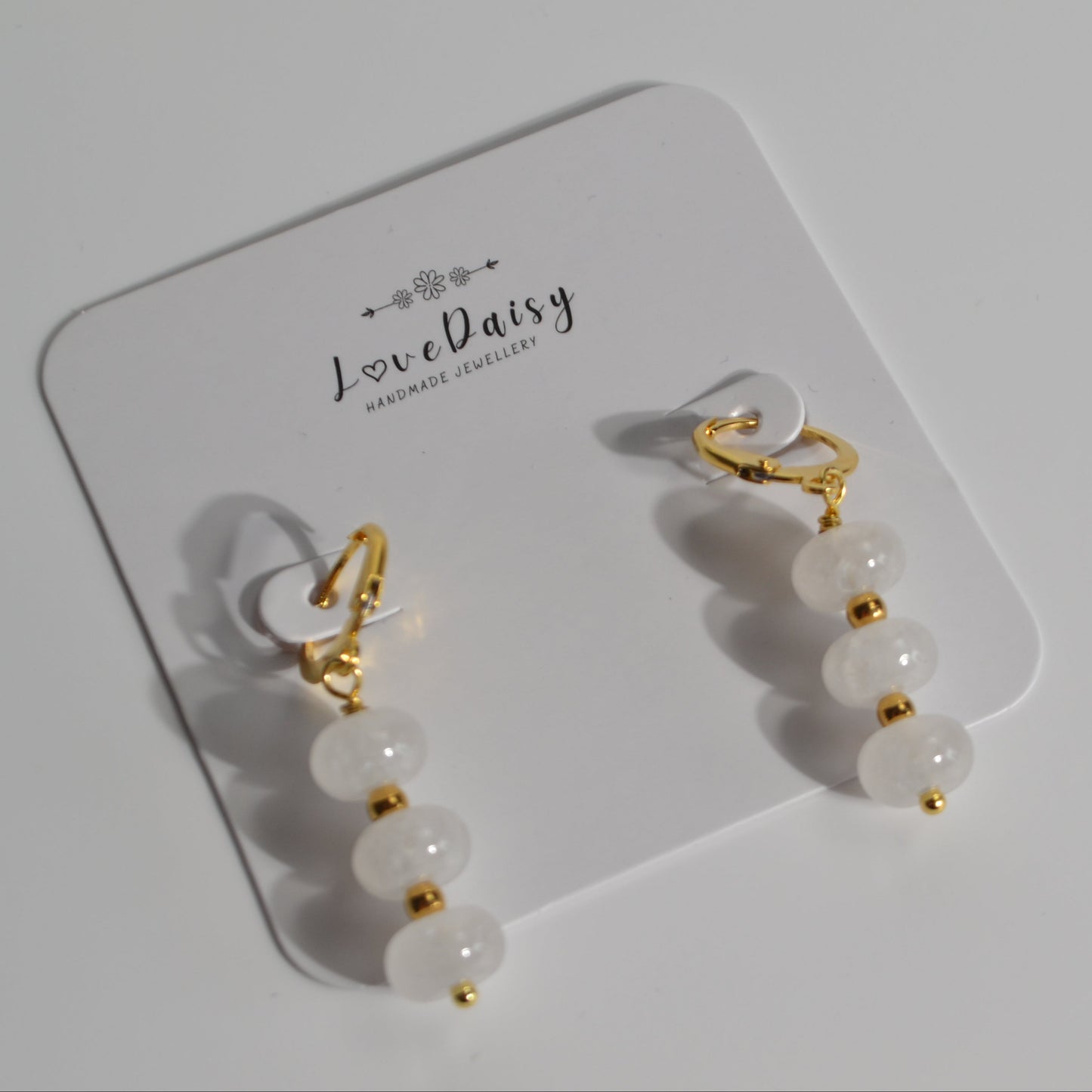 Natural Gemstone Jade Drop Hoop Earrings
