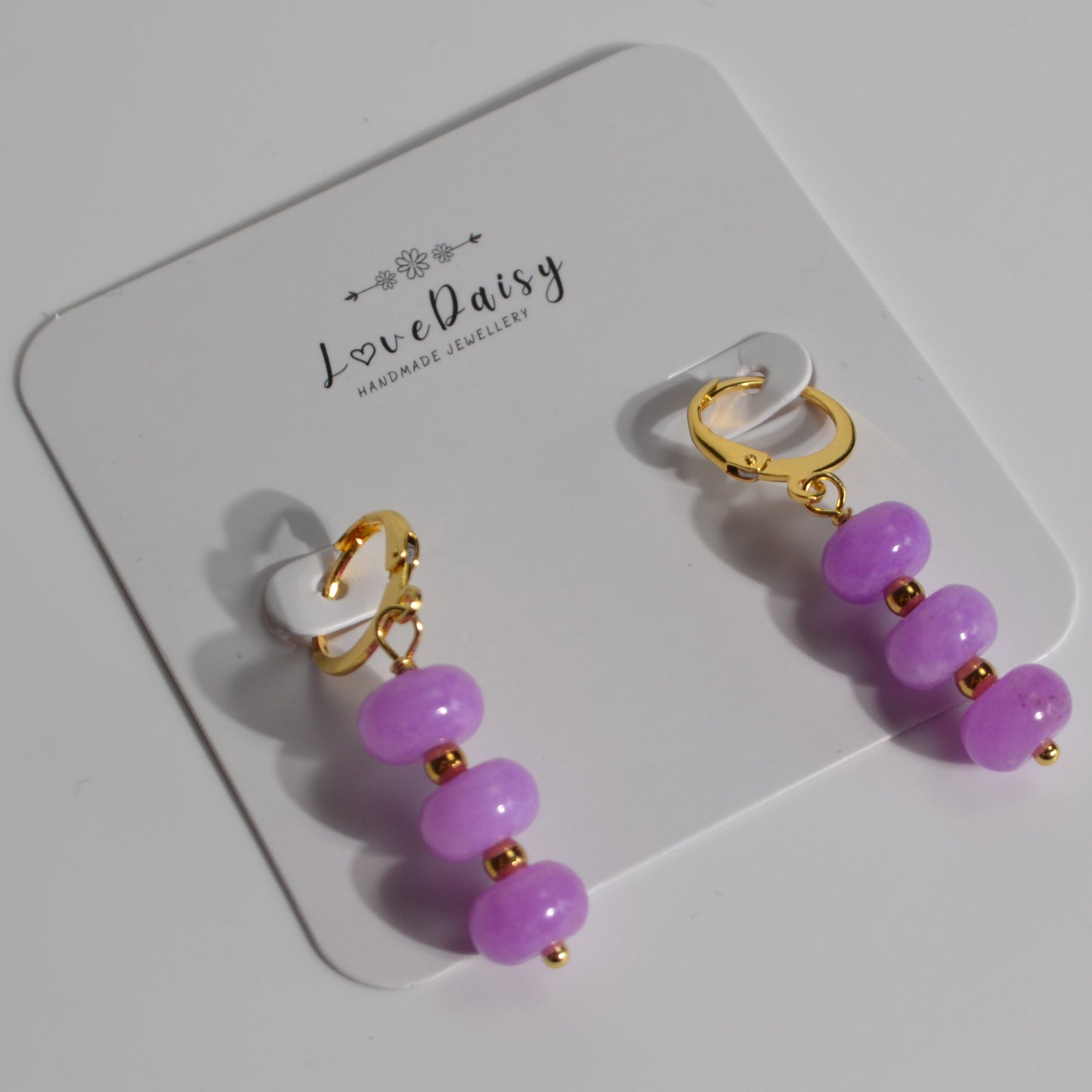 Natural Gemstone Jade Drop Hoop Earrings