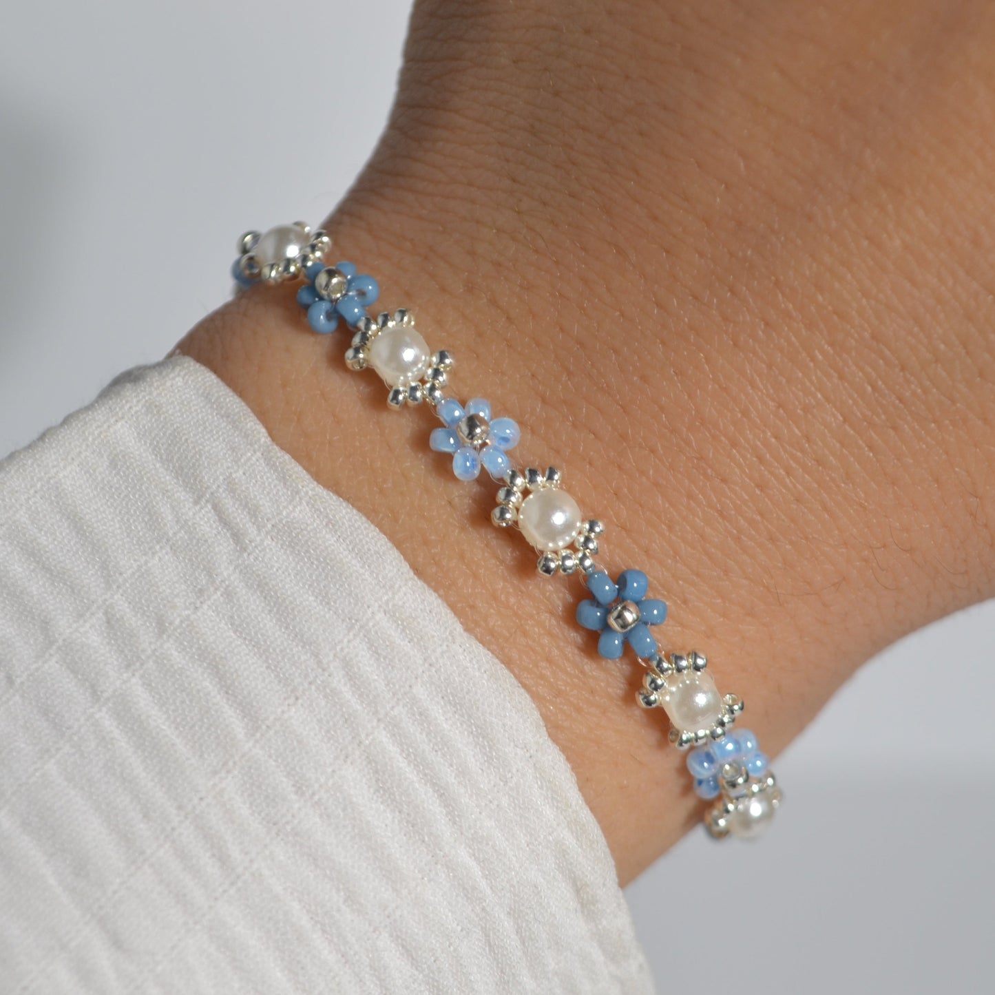 Pearl Blue Beaded Bracelet