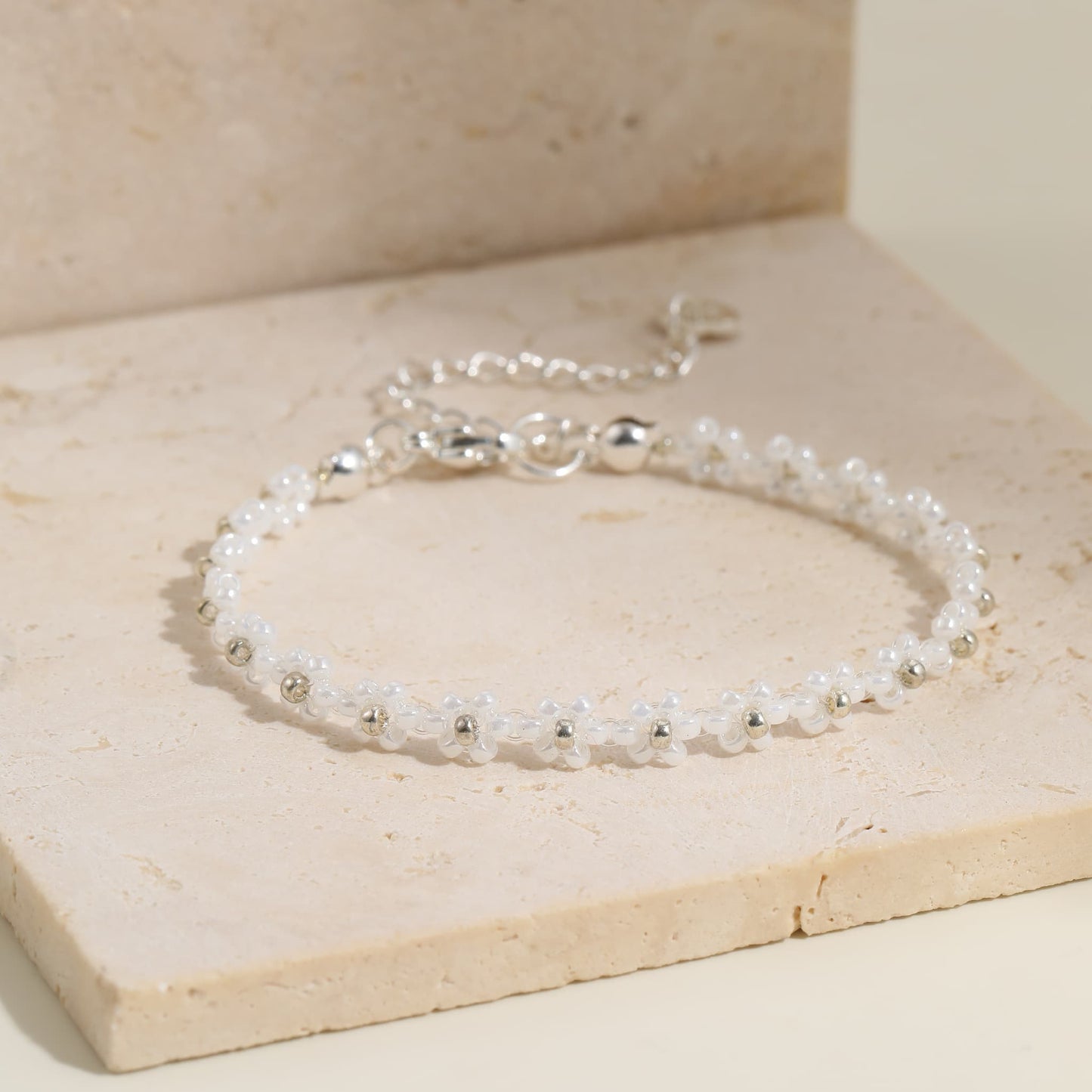 White Dainty Petals Bracelet