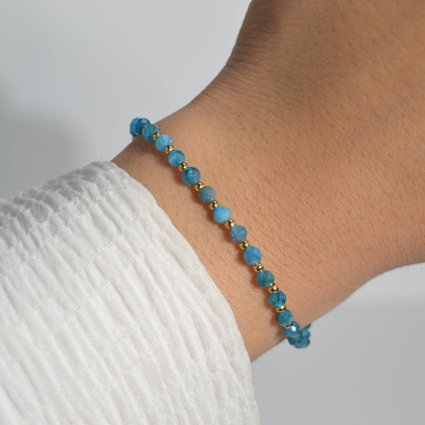 Blue Apatite Natural Stone Beaded Bracelet