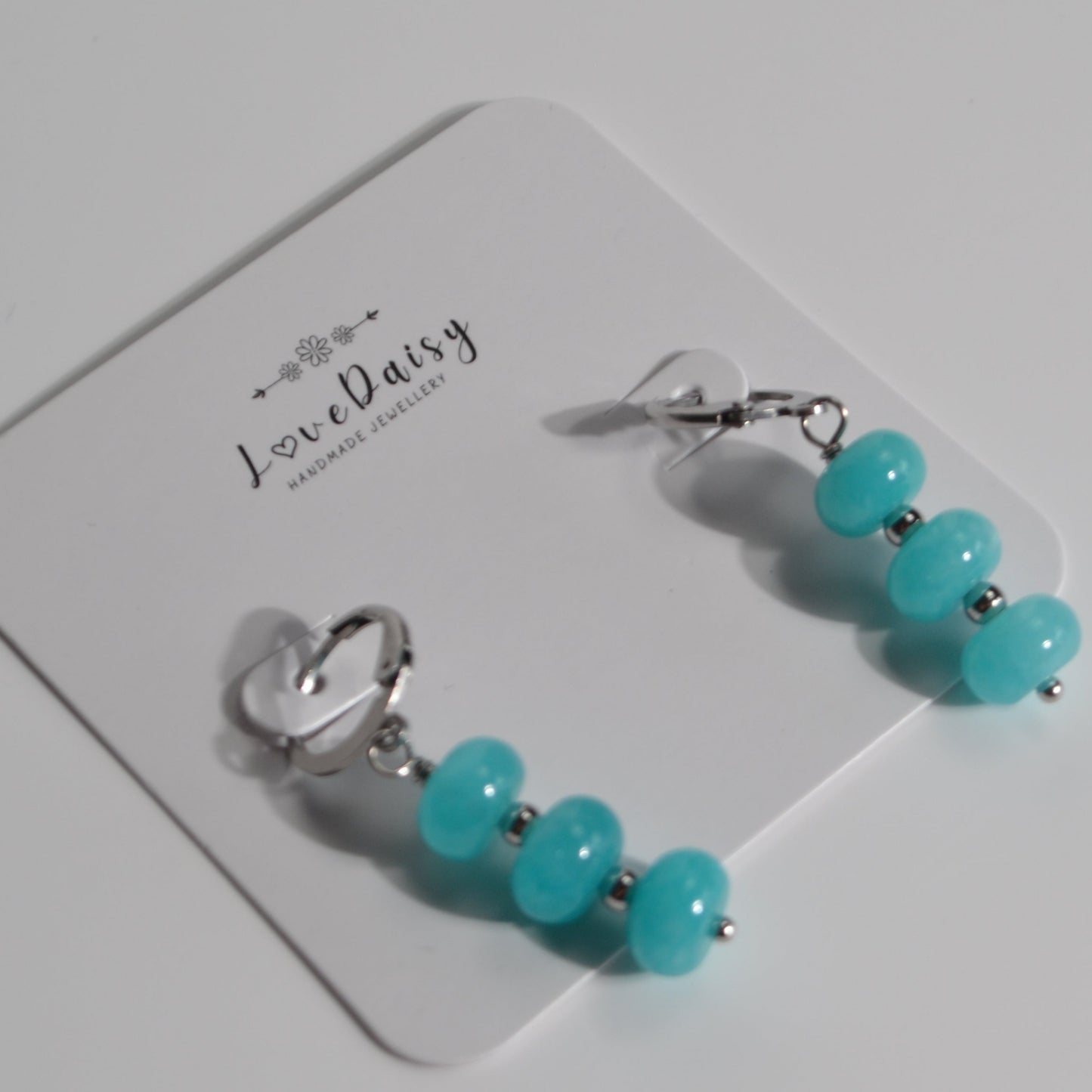 Natural Gemstone Jade Drop Hoop Earrings