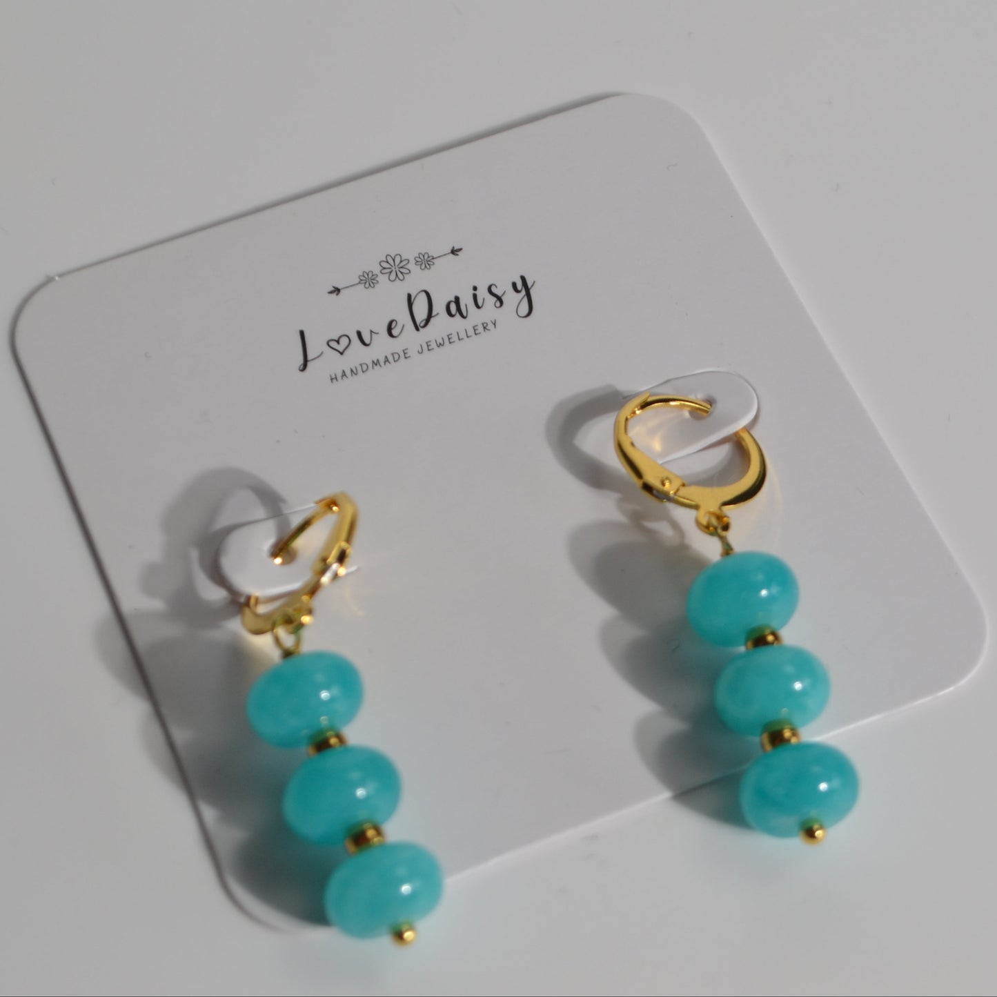 Natural Gemstone Jade Drop Hoop Earrings
