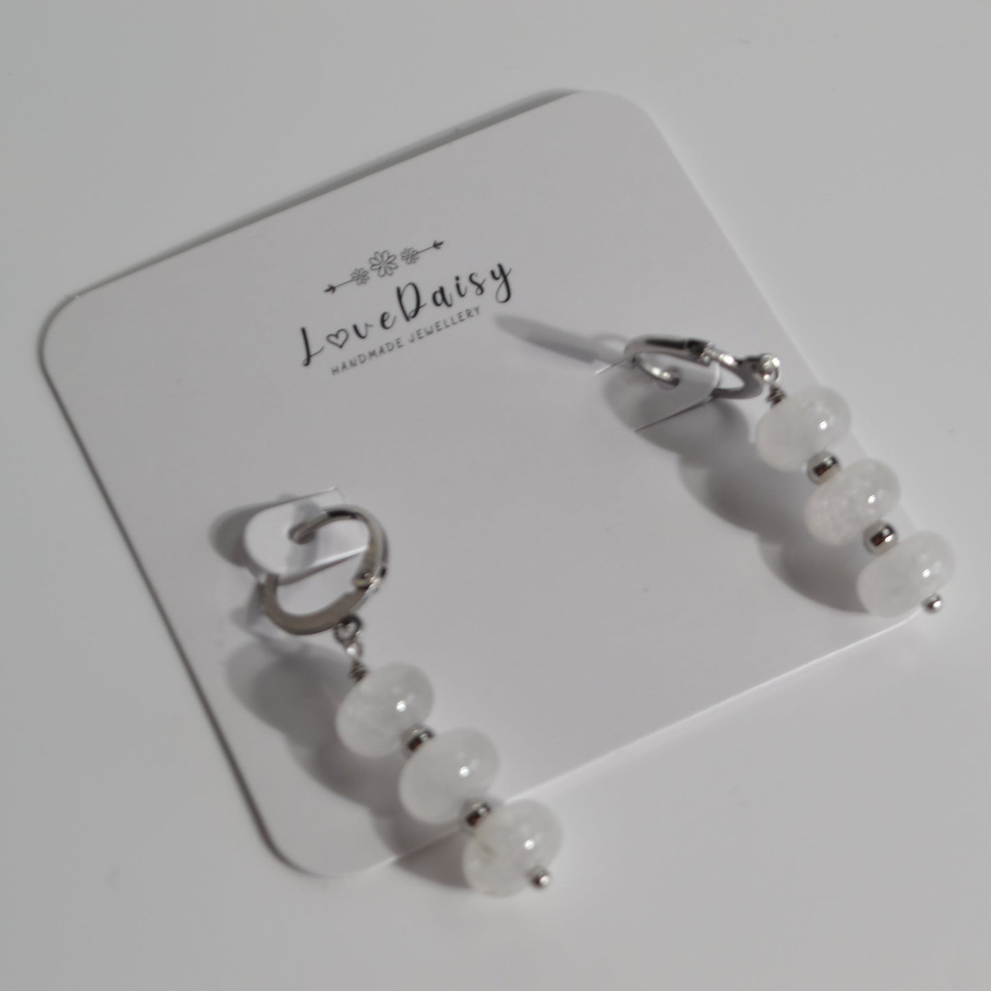 Natural Gemstone Jade Drop Hoop Earrings