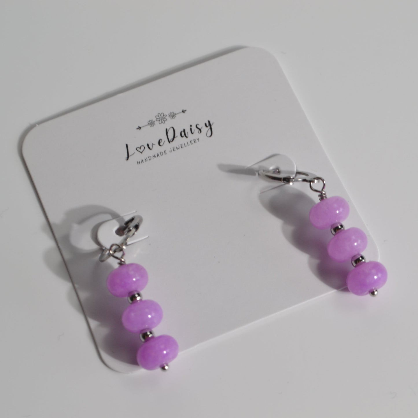 Natural Gemstone Jade Drop Hoop Earrings