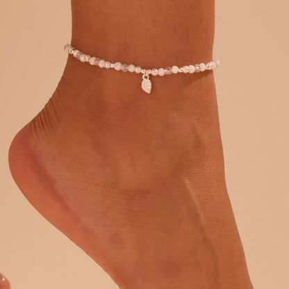 Leaf Charm Beaded Anklet