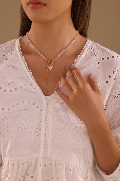 Moonlight Heart Lariat Necklace