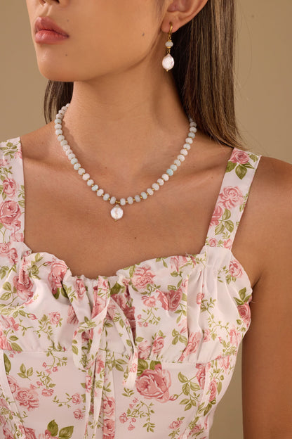 Oceana Aquamarine Pearl Drop Earrings