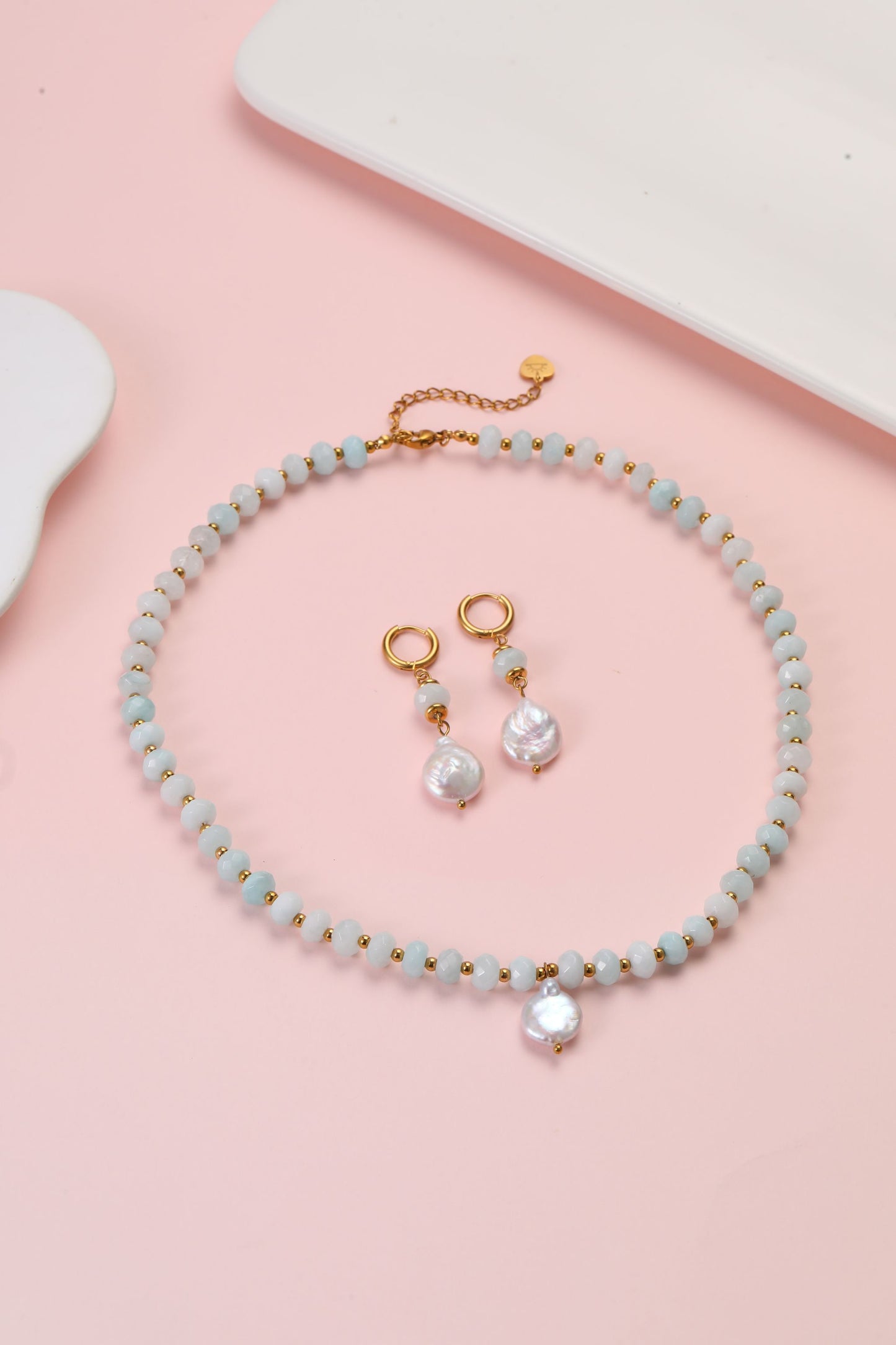 Oceana Aquamarine Pearl Drop Earrings