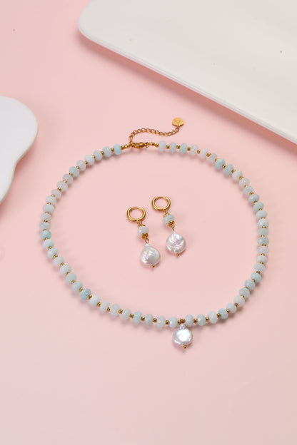 Oceana Aquamarine Pearl Drop Earrings