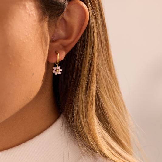 Daisy Drop Hoop Earrings