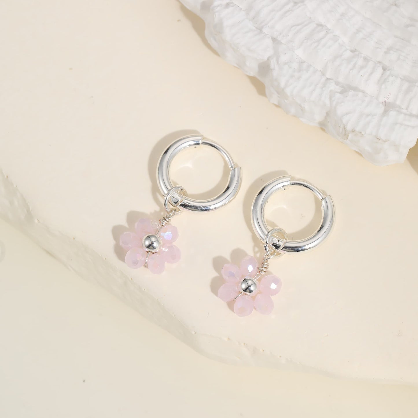 Daisy Drop Hoop Earrings