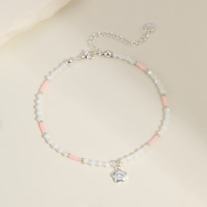 Flower Charm Beaded Anklet