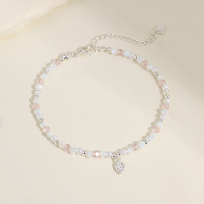 Leaf Charm Beaded Anklet