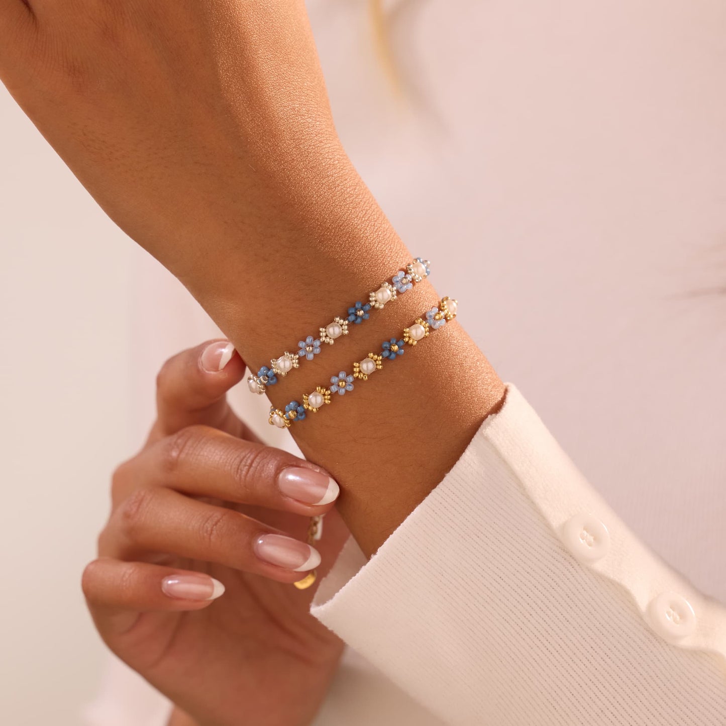 Pearl Blue Beaded Bracelet