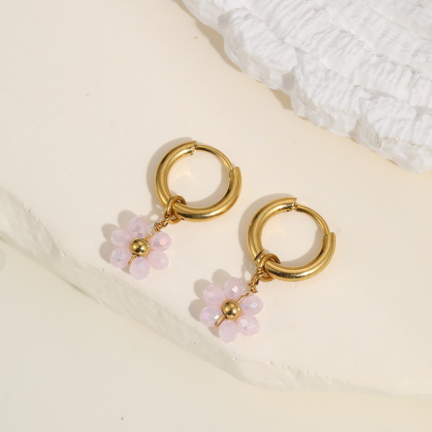 Daisy Drop Hoop Earrings