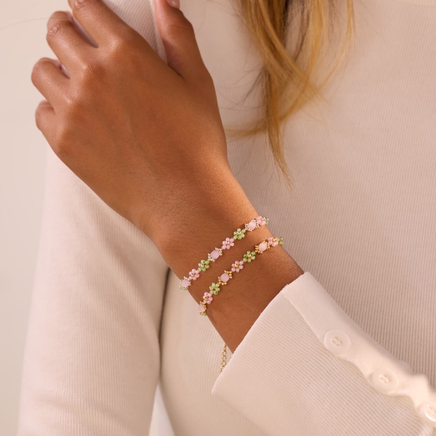 Pink Ivy Beaded Bracelet