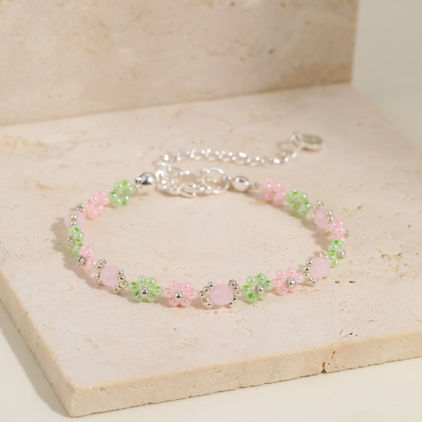 Pink Ivy Beaded Bracelet