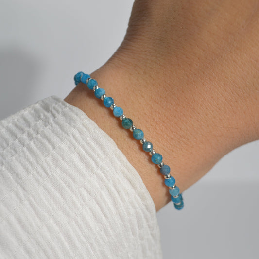 Blue Apatite Natural Stone Beaded Bracelet