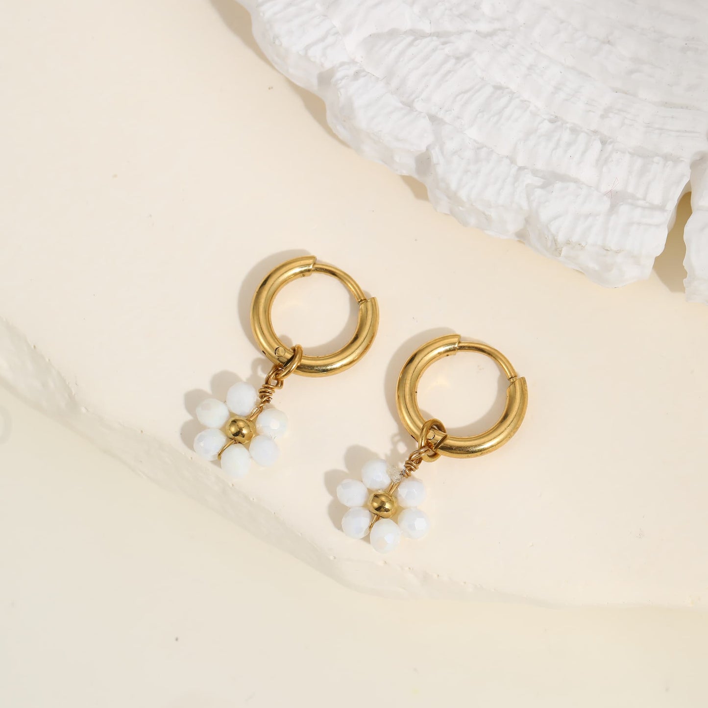 Daisy Drop Hoop Earrings