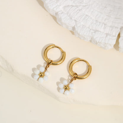 Daisy Drop Hoop Earrings