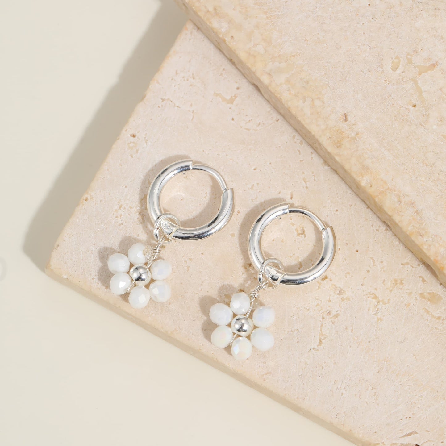 Daisy Drop Hoop Earrings